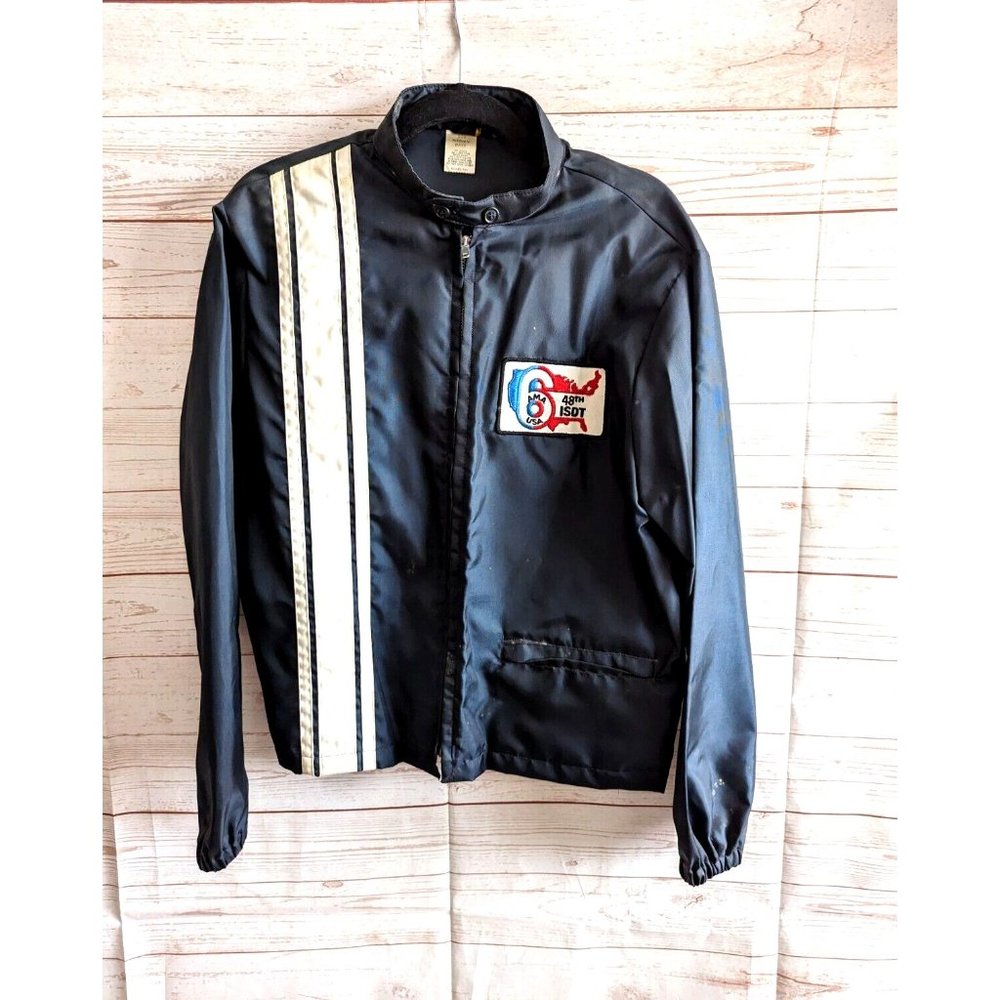 Vintage Racing Jacket Mens Size Medium M Navy AMA USA 48th ISDT Barn Find
